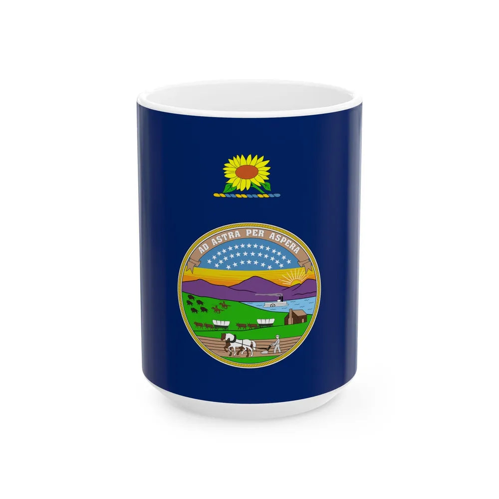 Standard of the Governor of Kansas pre-1961 (United States) White Coffee Mug 15oz - Go Mug Yourself