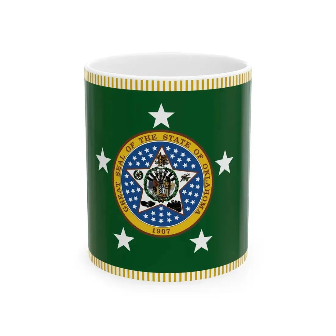 Standard of the Governor of Oklahoma With Fringe (United States) White Coffee Mug 11oz - Go Mug Yourself