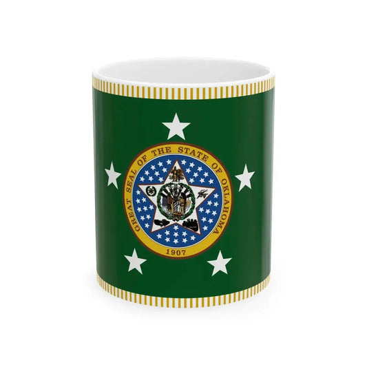 Standard of the Governor of Oklahoma With Fringe (United States) White Coffee Mug 11oz - Go Mug Yourself