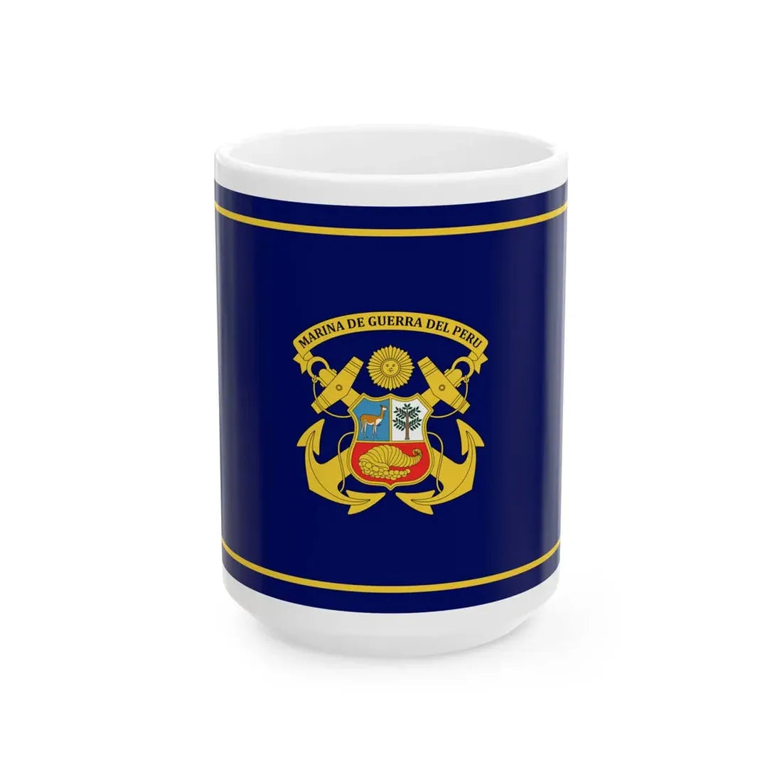 Standard of the Peruvian Navy (Peru) White Coffee Mug 15oz - Go Mug Yourself