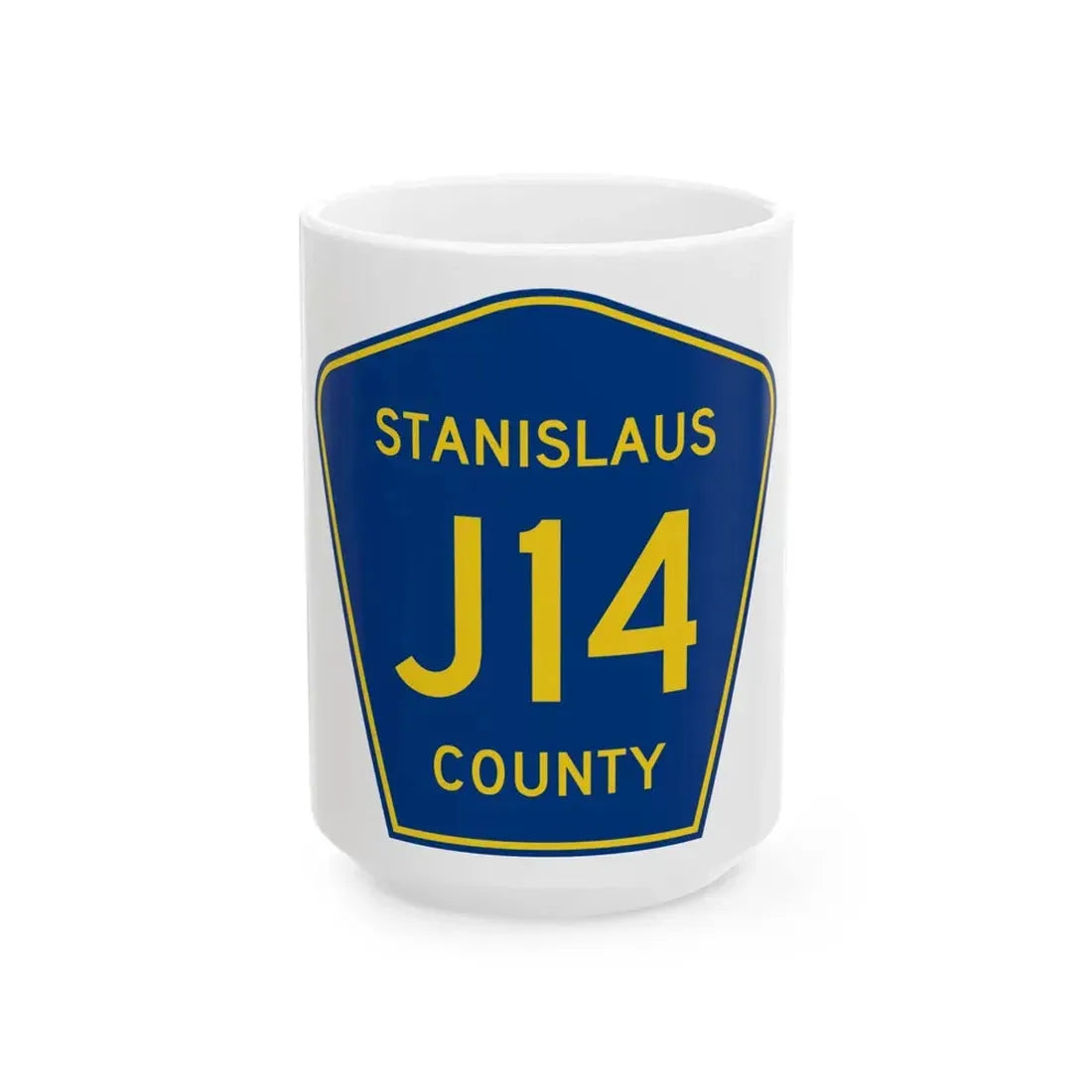 Stanislaus County J14 (California) (Road Sign) White Coffee Mug 15oz - Go Mug Yourself