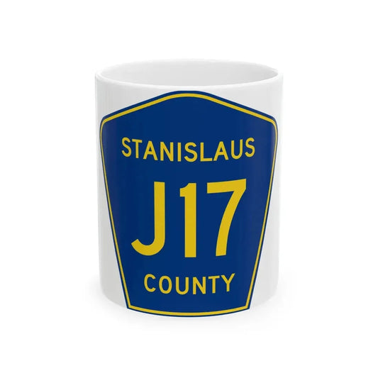 Stanislaus County J17 (California) (Road Sign) White Coffee Mug 11oz - Go Mug Yourself