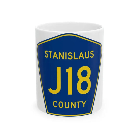 Stanislaus County J18 (California) (Road Sign) White Coffee Mug 11oz - Go Mug Yourself