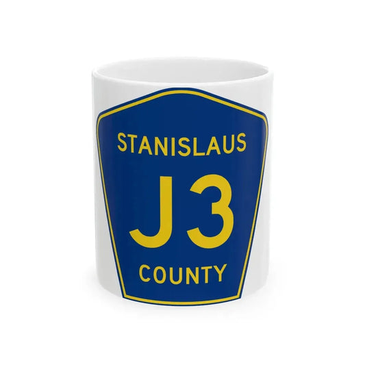 Stanislaus County J3 (California) (Road Sign) White Coffee Mug 11oz - Go Mug Yourself