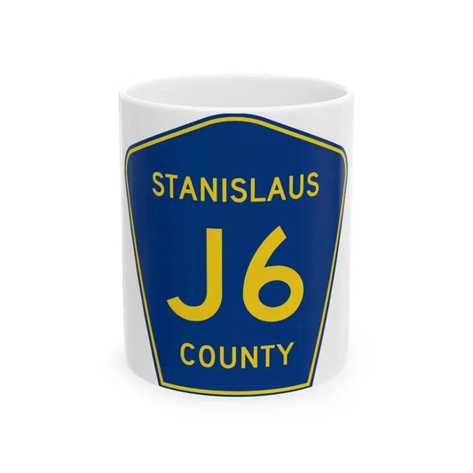 Stanislaus County J6 (California) (Road Sign) White Coffee Mug 11oz - Go Mug Yourself