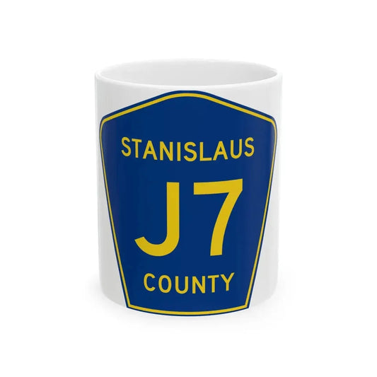 Stanislaus County J7 (California) (Road Sign) White Coffee Mug 11oz - Go Mug Yourself