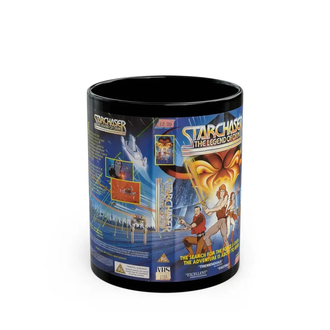 STARCHASER THE LEGEND OF ORIN (VHS COVER) - Black Coffee Mug 11oz - Go Mug Yourself