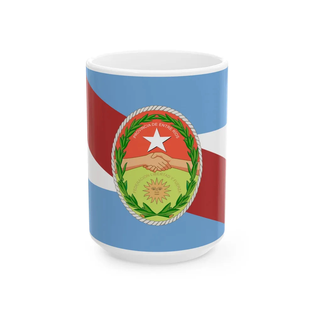 State Flag of Entre Rios (Argentina) White Coffee Mug 15oz - Go Mug Yourself