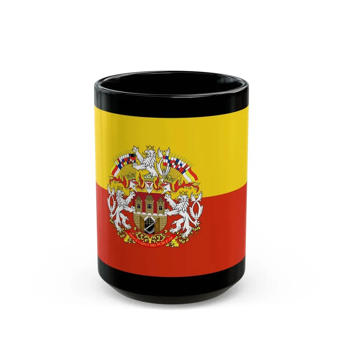 State Flag of Prague Czech Republic - Black Coffee Mug 15oz - Go Mug Yourself