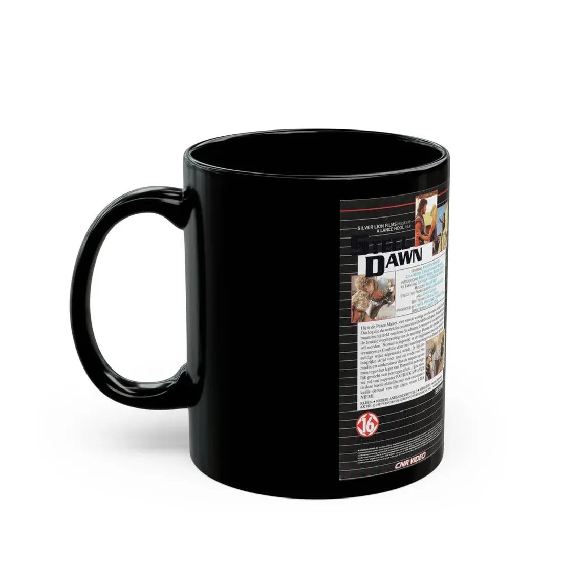 STEEL DAWN PATRICK SWAYZE (VHS COVER) - Black Coffee Mug - Go Mug Yourself