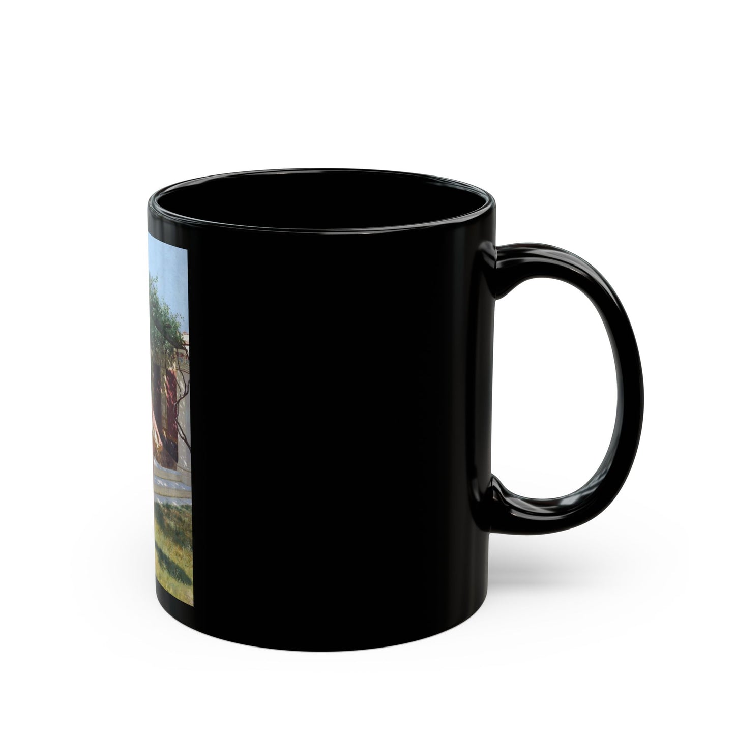Stefan Bakalowicz (1857-1947) Feeding the doves - Black Coffee Mug-Go Mug Yourself