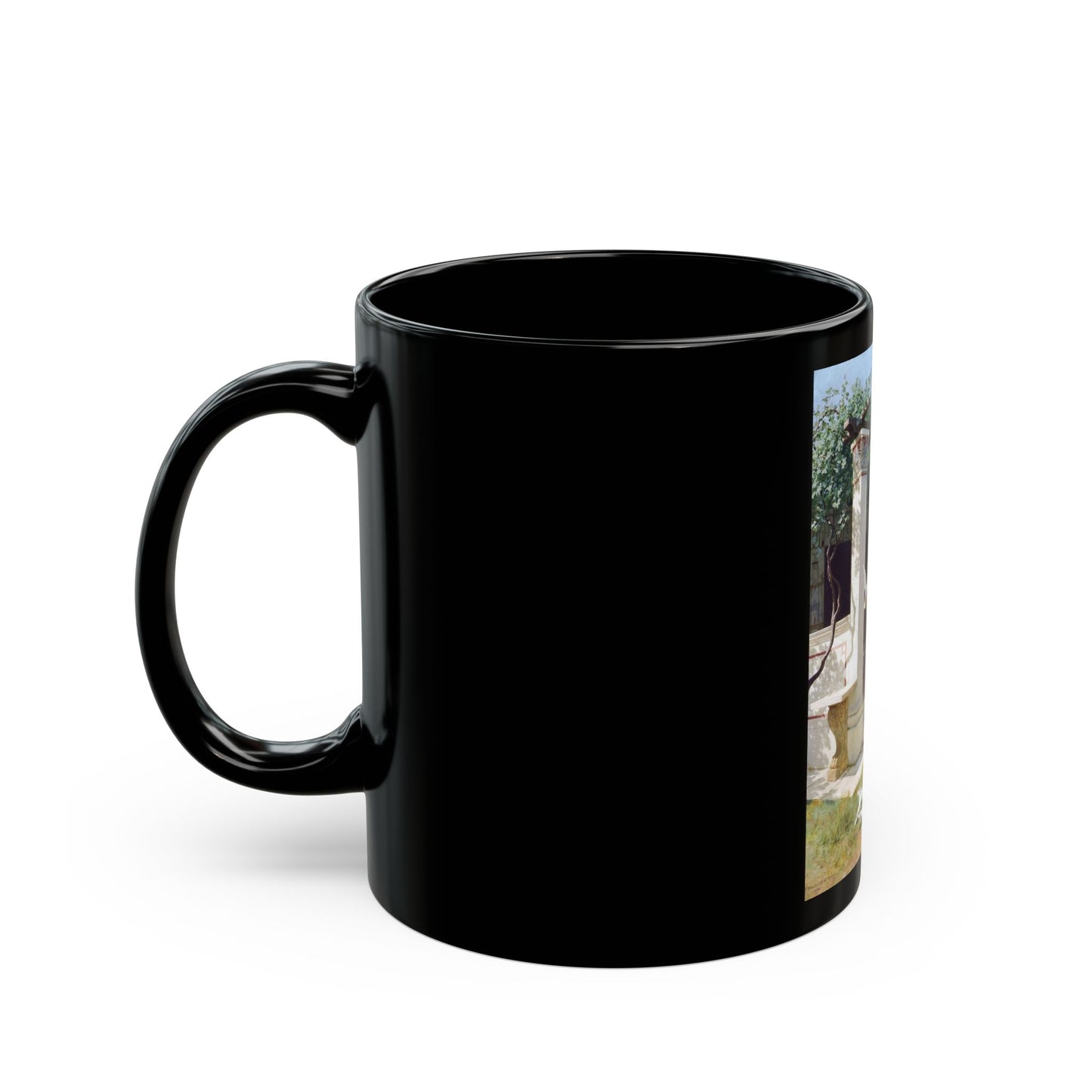 Stefan Bakalowicz (1857-1947) Feeding the doves - Black Coffee Mug-Go Mug Yourself