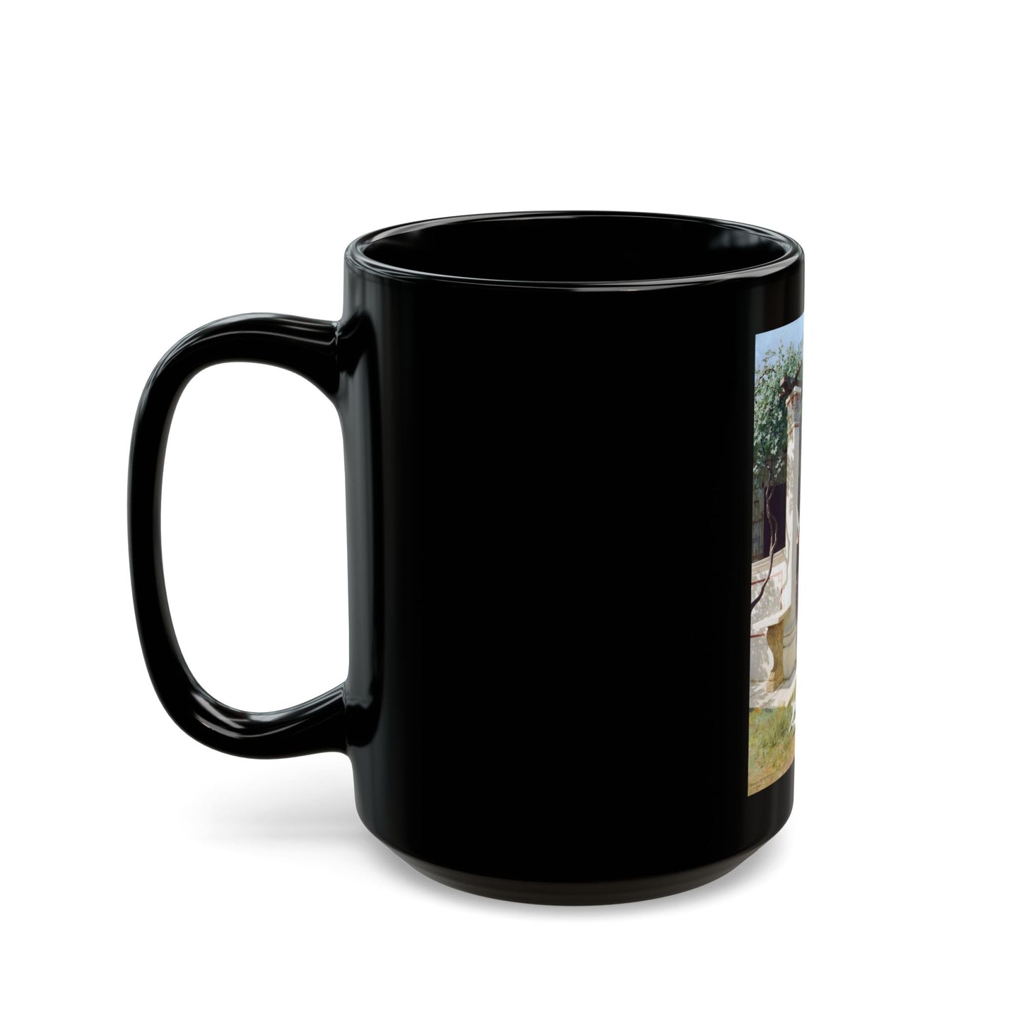 Stefan Bakalowicz (1857-1947) Feeding the doves - Black Coffee Mug-Go Mug Yourself