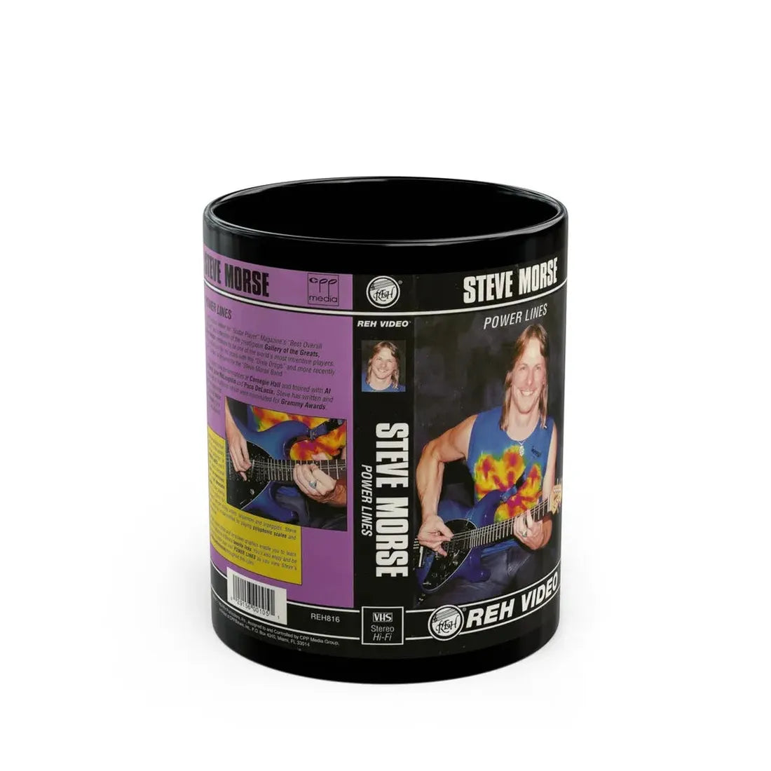 STEVE MORSE POWER LINES (VHS COVER) - Black Coffee Mug 11oz - Go Mug Yourself