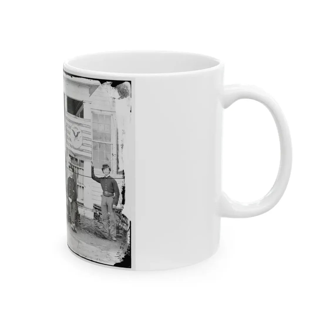 Stevensburg, Va. Gen. Judson Kilpatrick, 3d Division, Cavalry Corps, With Ladies And Staff Members On The Porch Of Headquarters (U.S. Civil War) White Coffee Mug - Go Mug Yourself