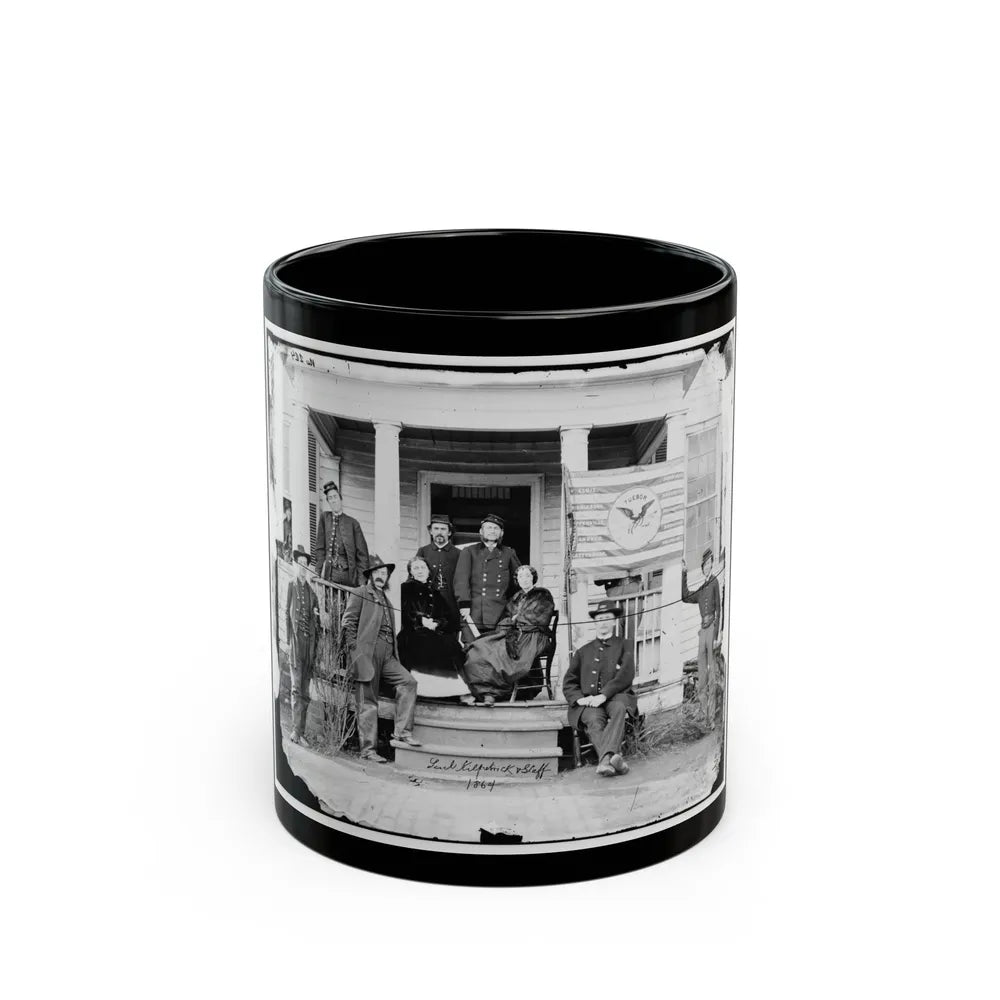 Stevensburg, Va. Gen. Judson Kilpatrick, 3d Division, Cavalry Corps, With Ladies And Staff Members On The Porch Of Headquarters (U.S. Civil War) Black Coffee Mug-11oz-Go Mug Yourself
