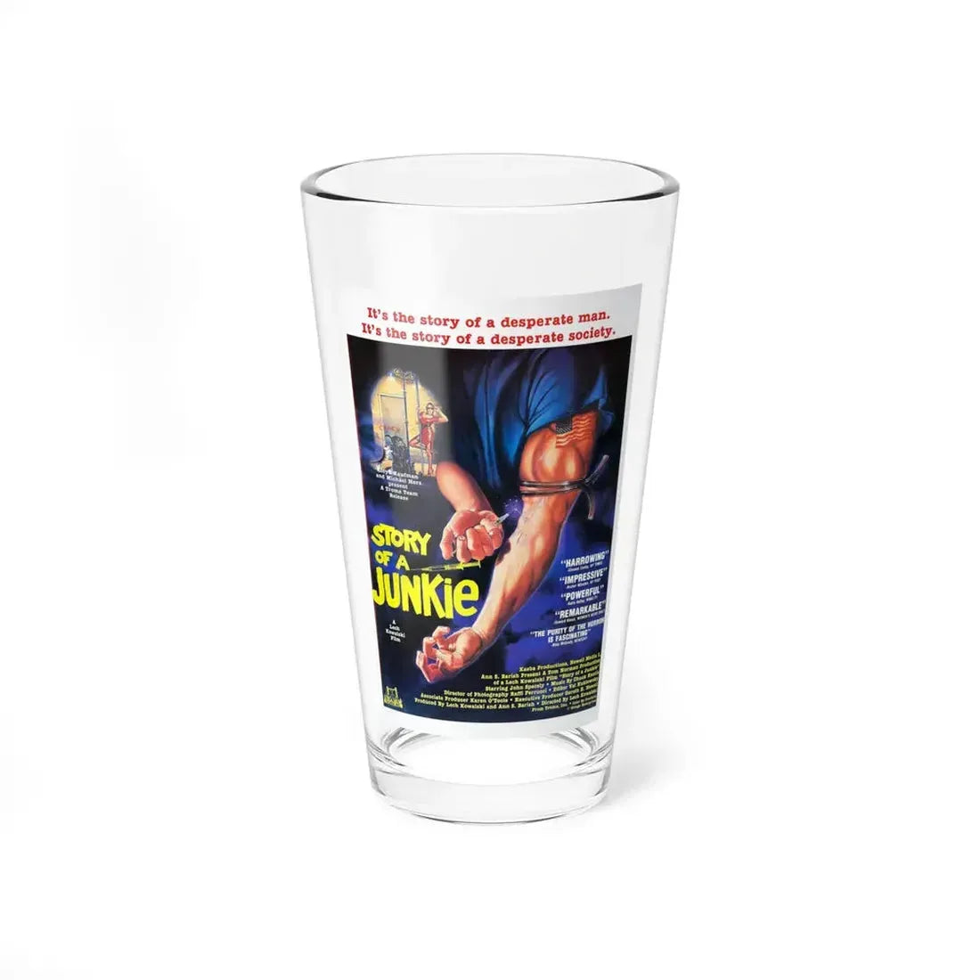 STORY OF A JUNKIE 1985 Movie Poster - Pint Glass 16oz 16oz - Go Mug Yourself
