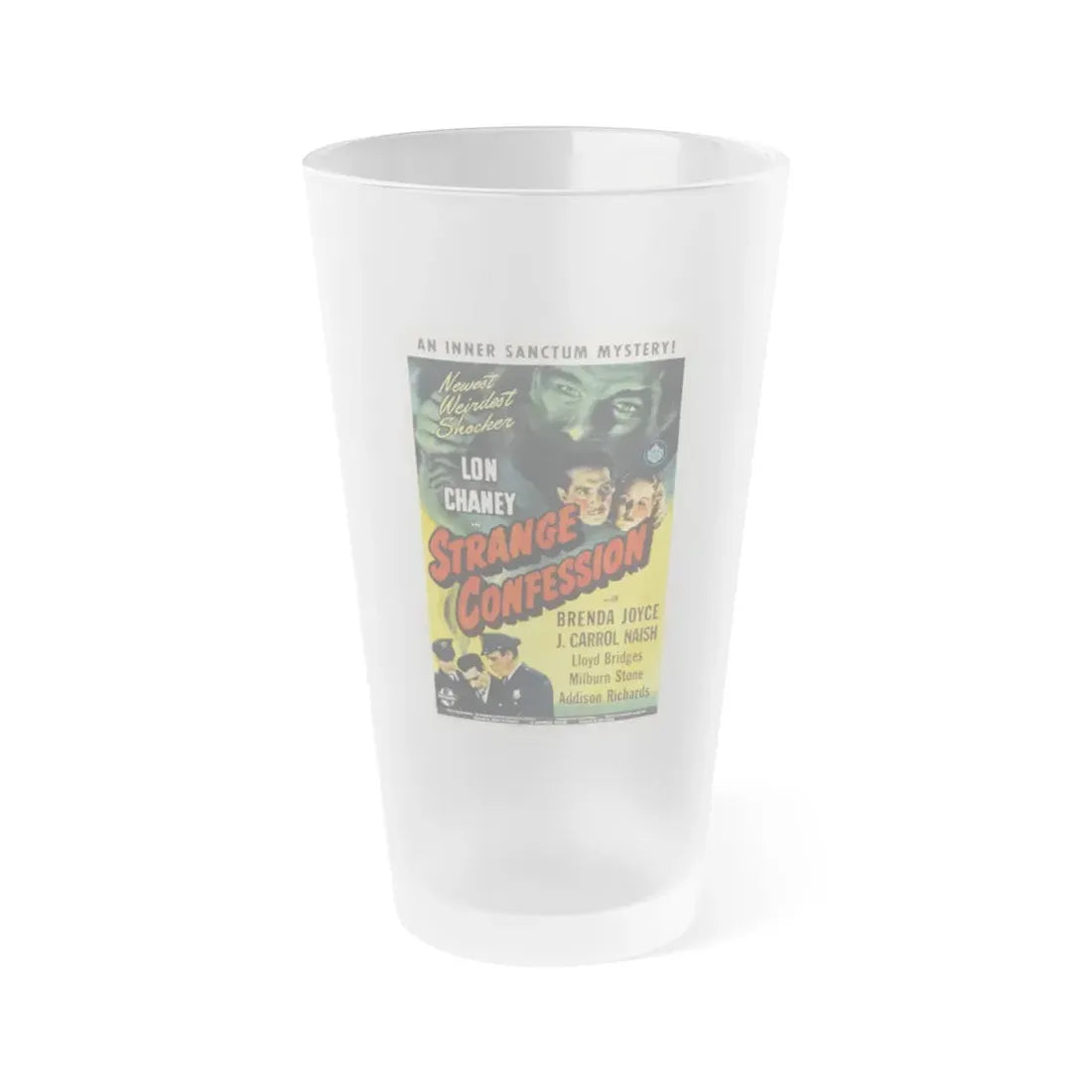 STRANGE CONFESSION 1945 Movie Poster - Frosted Pint Glass 16oz Default Title - Go Mug Yourself