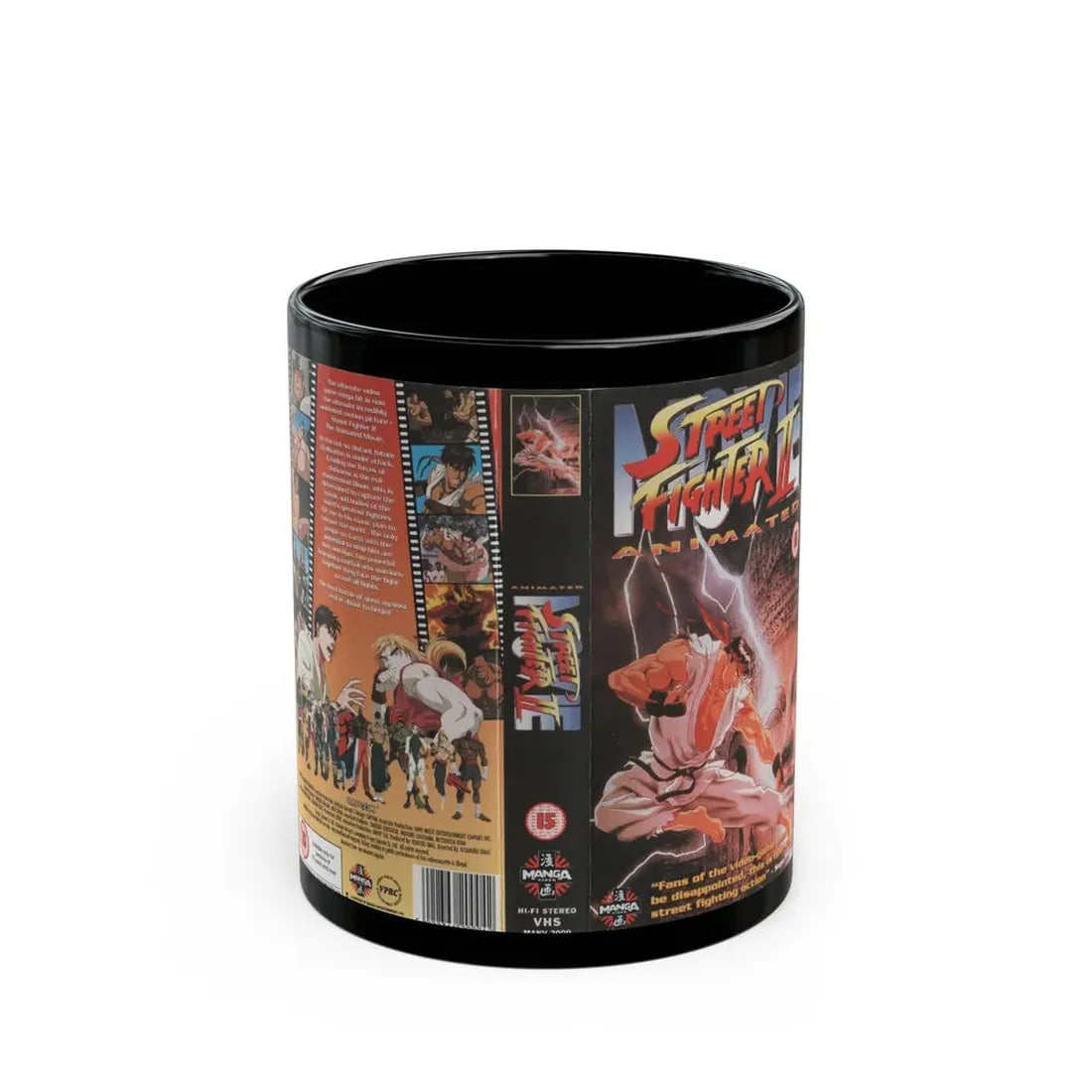 STREET FIGHTER 2 ANIMATED (VHS COVER) - Black Coffee Mug 11oz - Go Mug Yourself