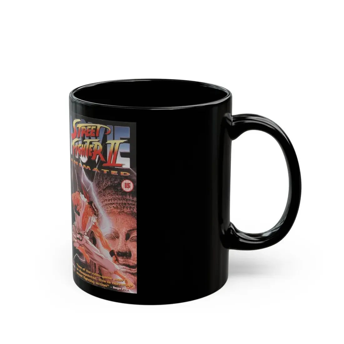 STREET FIGHTER 2 ANIMATED (VHS COVER) - Black Coffee Mug - Go Mug Yourself