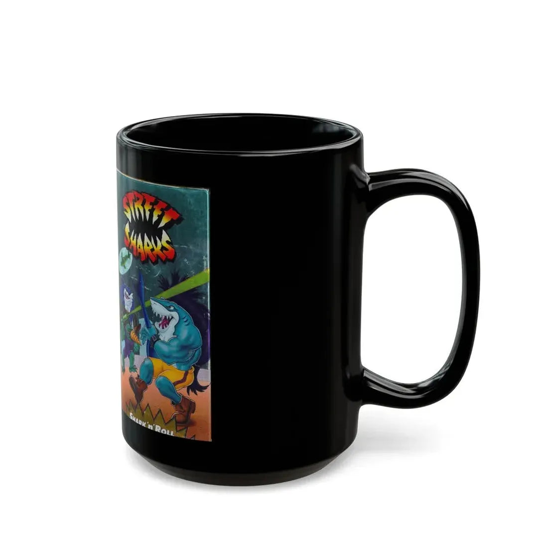 STREET SHARKS SHARK N ROLL (VHS COVER) - Black Coffee Mug - Go Mug Yourself