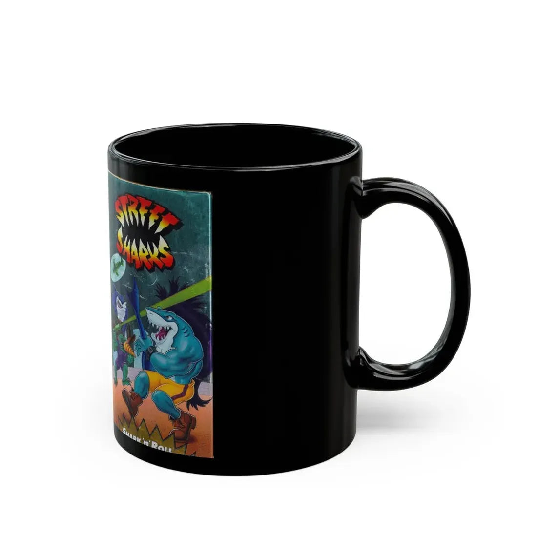 STREET SHARKS SHARK N ROLL (VHS COVER) - Black Coffee Mug - Go Mug Yourself