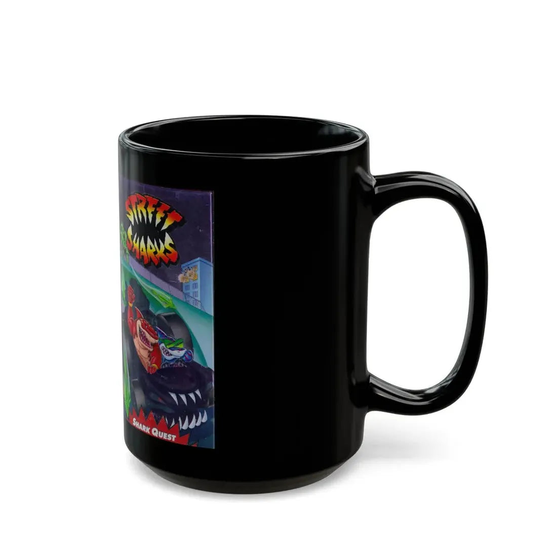 STREET SHARKS SHARK QUEST (VHS COVER) - Black Coffee Mug - Go Mug Yourself