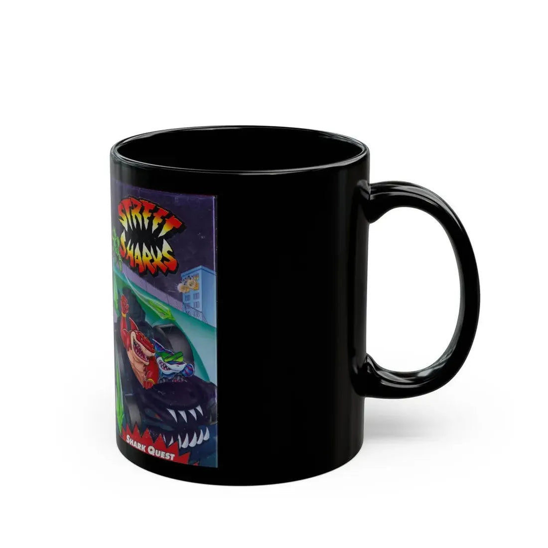 STREET SHARKS SHARK QUEST (VHS COVER) - Black Coffee Mug - Go Mug Yourself