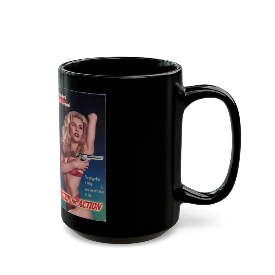 STRIP FOR ACTION (VHS COVER) - Black Coffee Mug - Go Mug Yourself