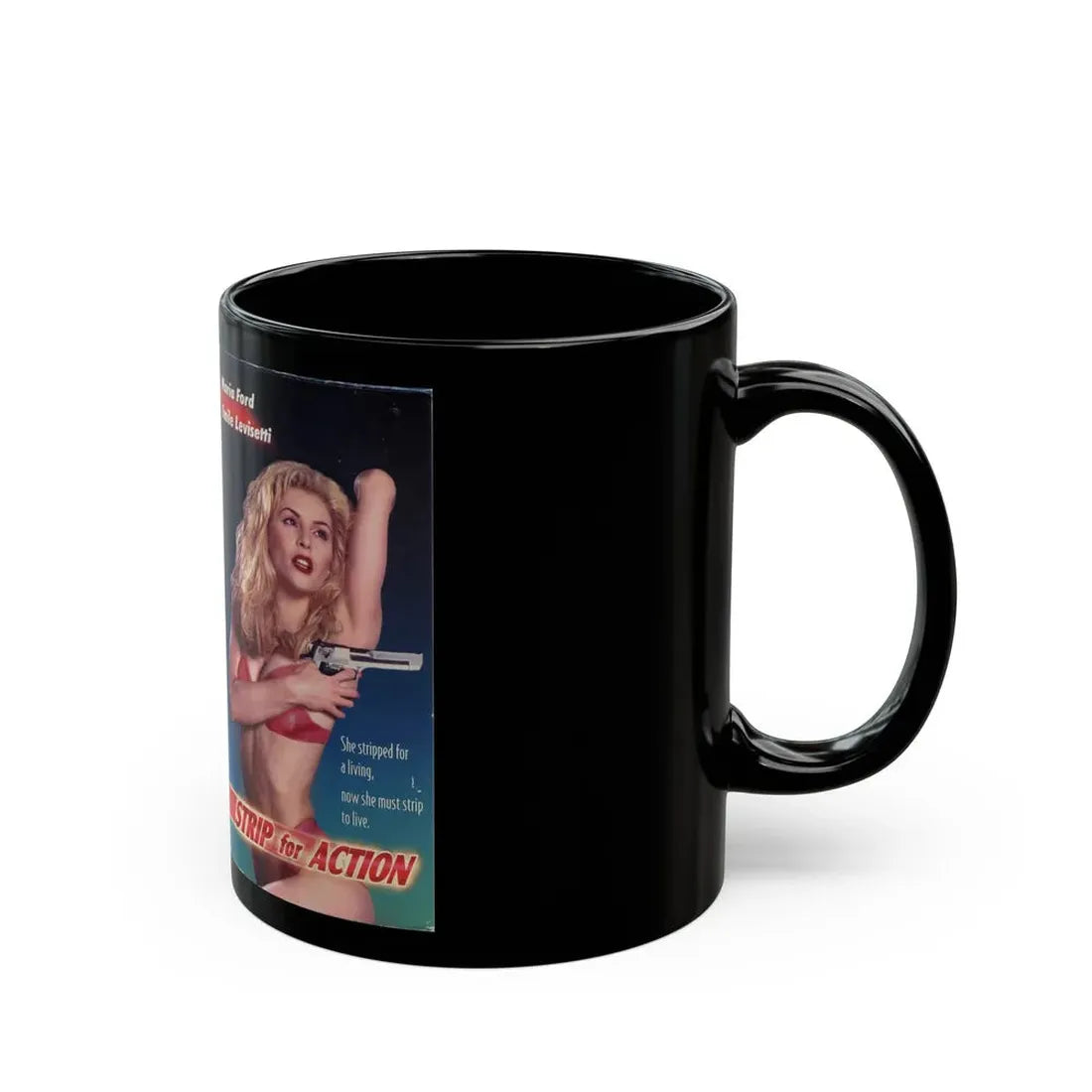 STRIP FOR ACTION (VHS COVER) - Black Coffee Mug - Go Mug Yourself