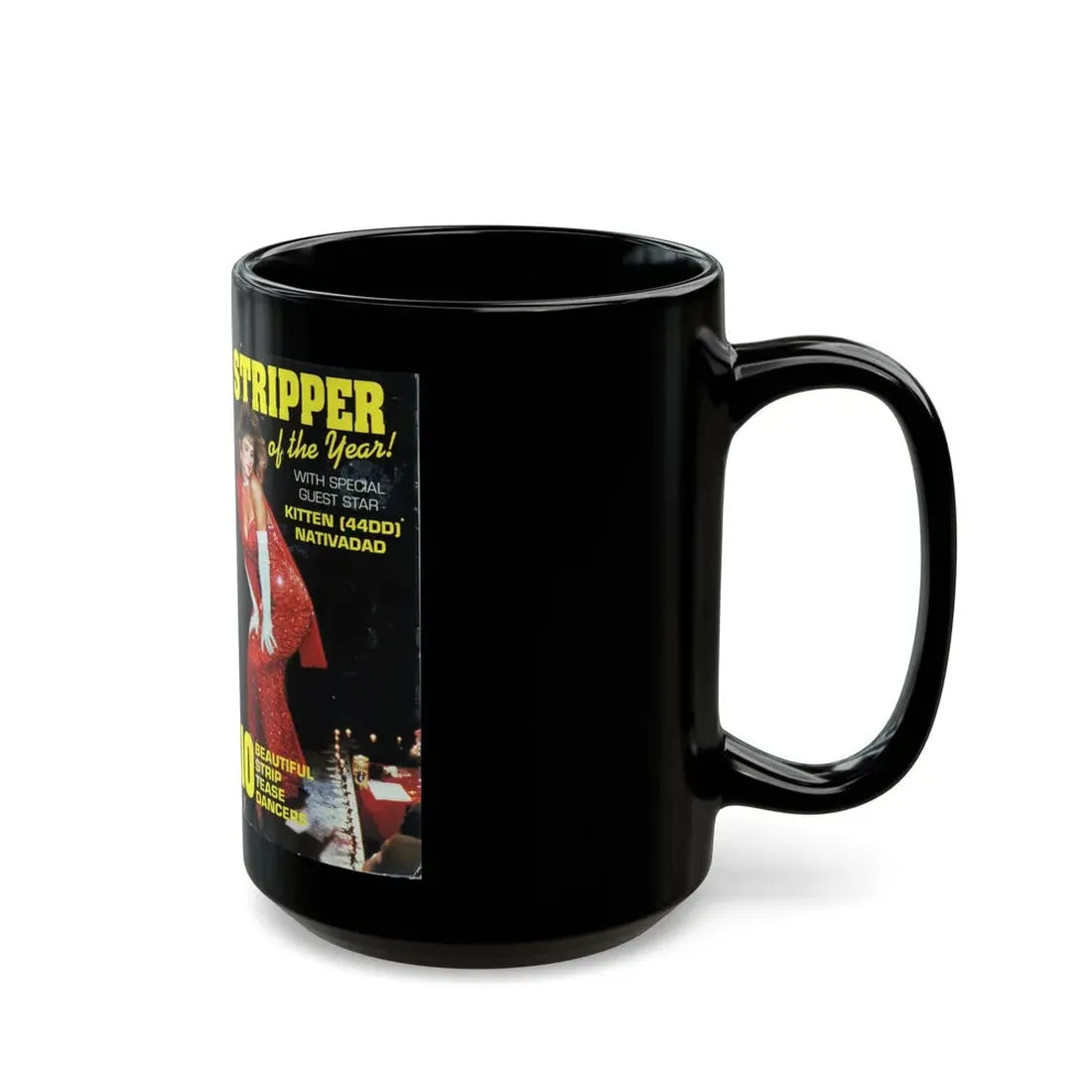 STRIPPER OF THE YEAR (VHS COVER) - Black Coffee Mug - Go Mug Yourself