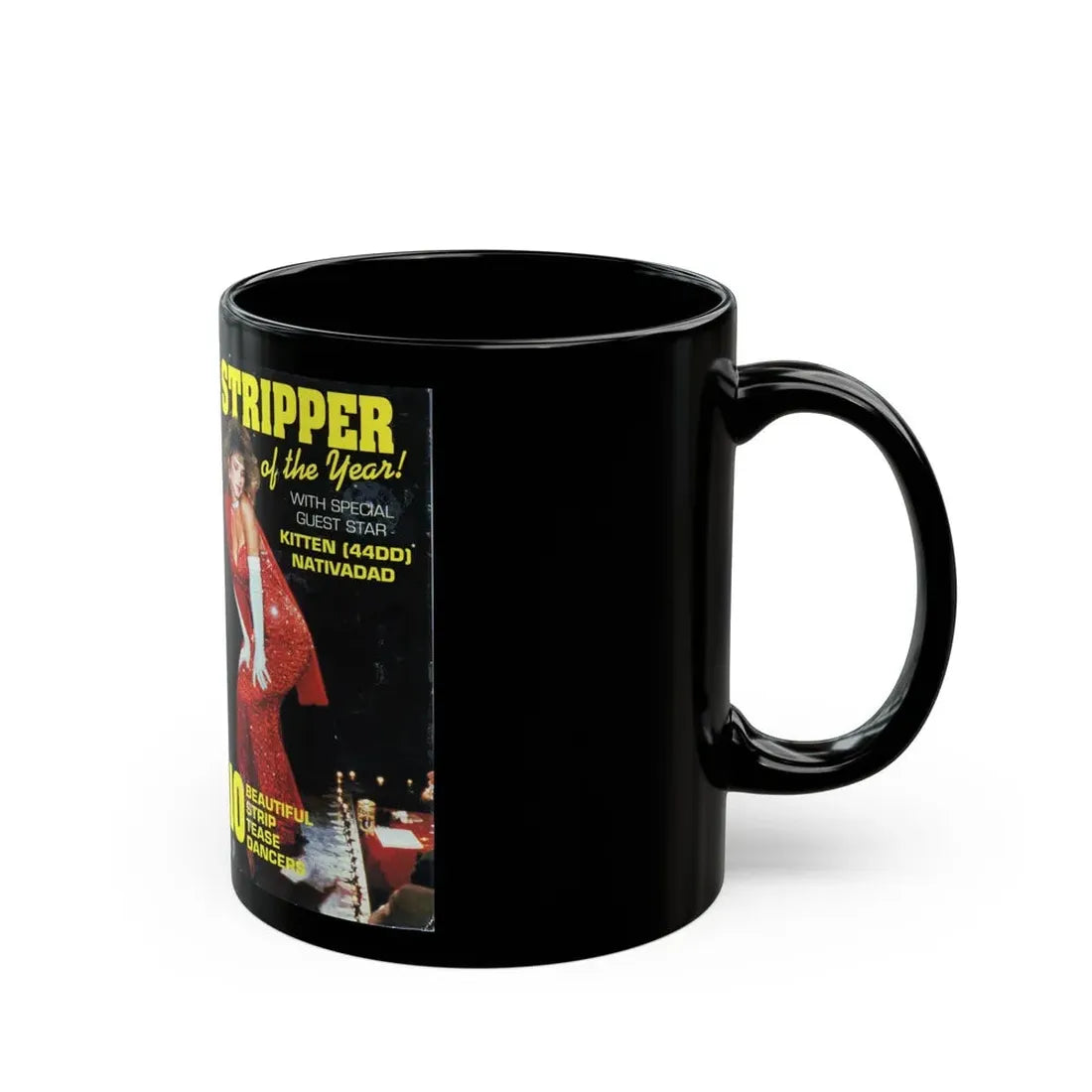 STRIPPER OF THE YEAR (VHS COVER) - Black Coffee Mug - Go Mug Yourself