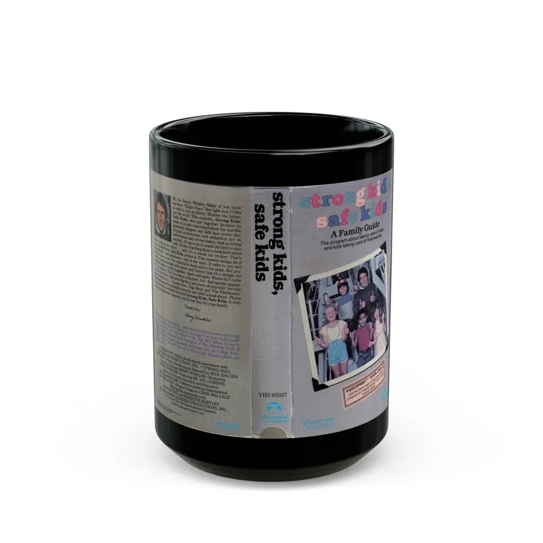 STRONG KIDS SAFE KIDS A FAMILY GUIDE (VHS COVER) - Black Coffee Mug 15oz - Go Mug Yourself