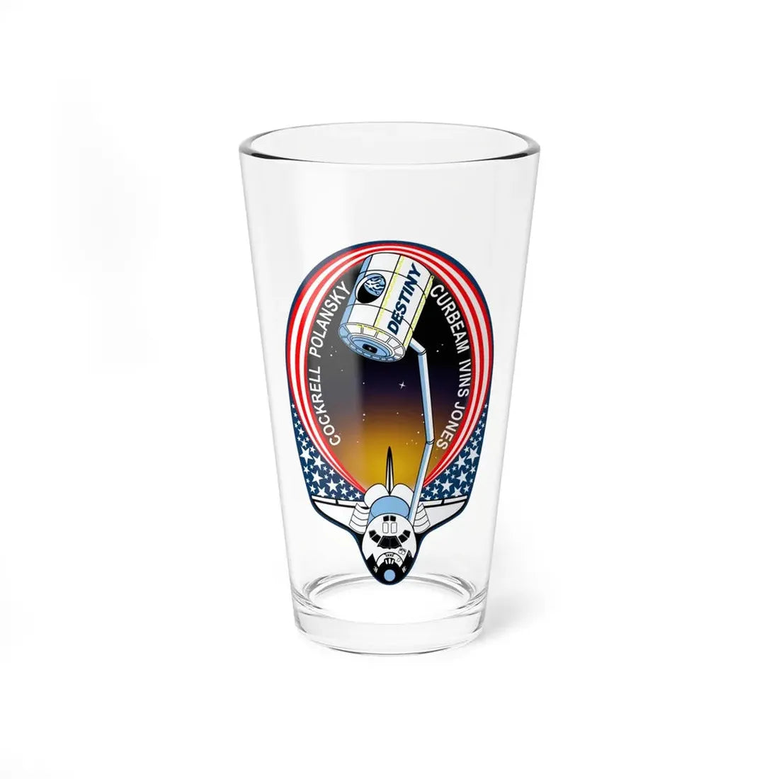 STS 98 (NASA) Pint Glass 16oz 16oz - Go Mug Yourself