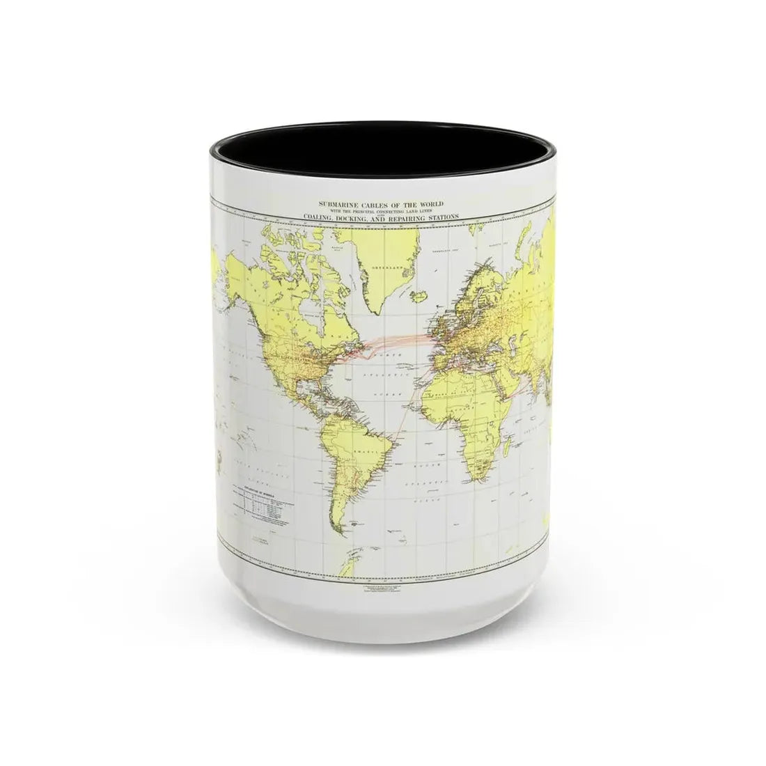 Submarine Cables of the World (1896) (Map) Accent Coffee Mug 15oz Black - Go Mug Yourself
