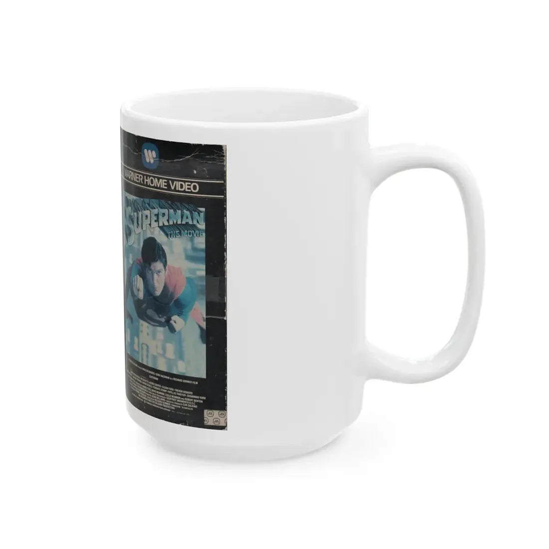 SUPERMAN THE MOVIE (VHS COVER) - White Coffee Mug - Go Mug Yourself