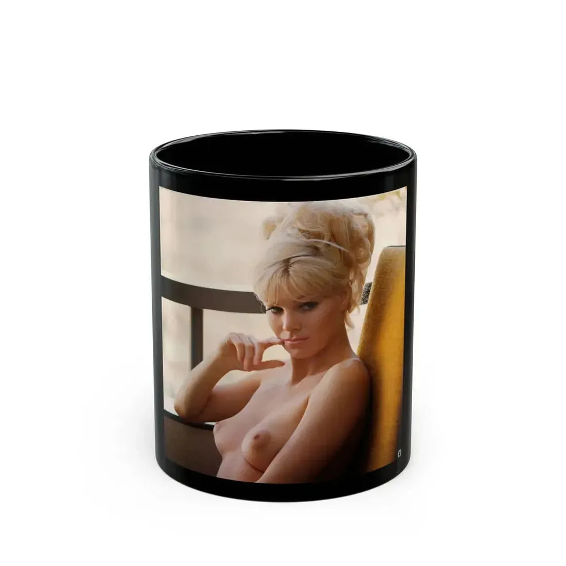 Susan Denberg #26 - Topless (Vintage Female Icon) Black Coffee Mug 11oz - Go Mug Yourself