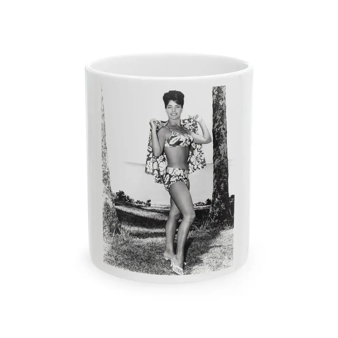 Susan Hart #15 - 8x10 B&W 2-Piece Swimsuit ''Ride The Wild Surf'' '64 Movie Promo Photo3 (Vintage Female Icon) White Coffee Mug 11oz - Go Mug Yourself