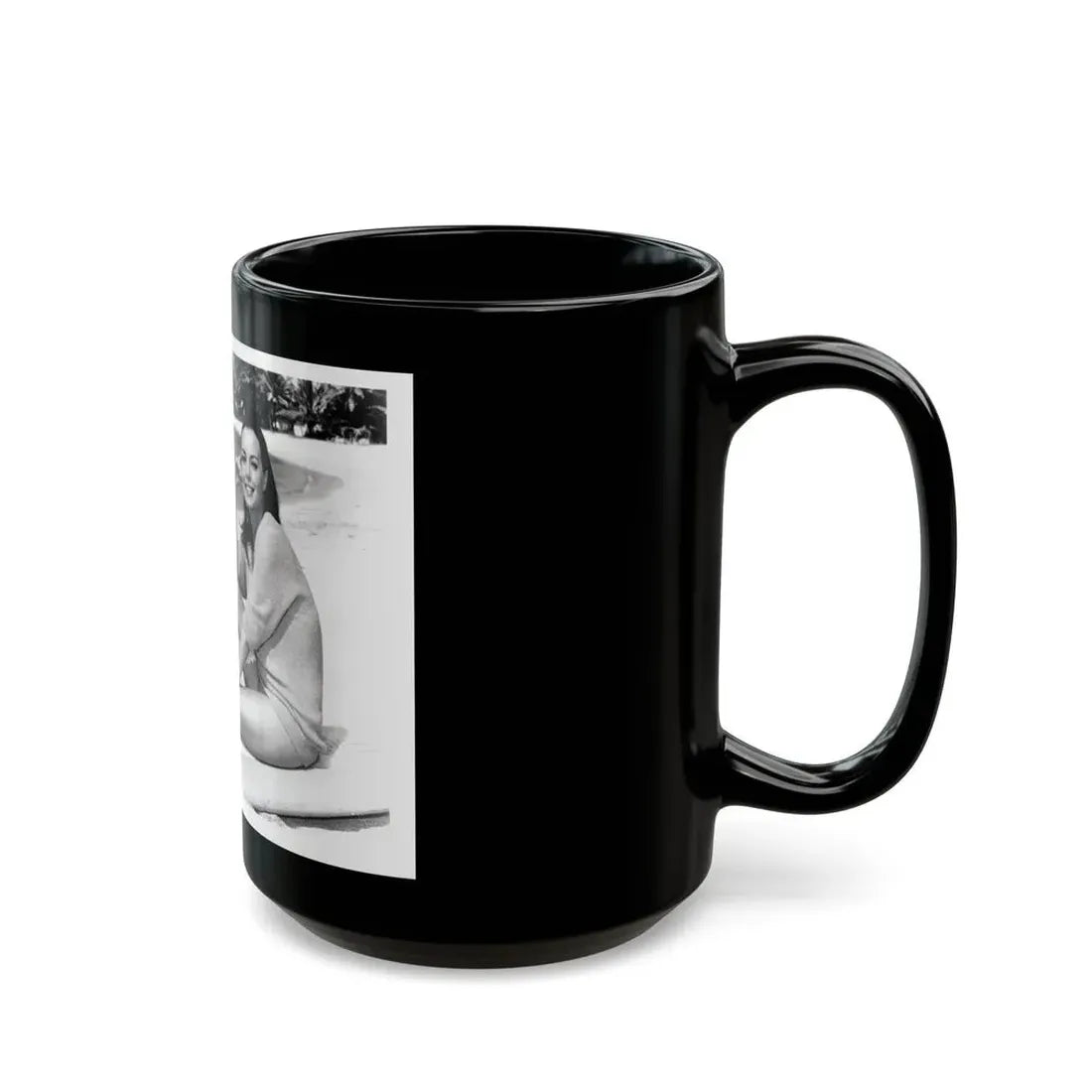 Susan Hart #17 - 8x10 B&W Cheesecake 2-Piece Swimsuit with Overshirt ''Ride The Wild Surf'' '64 Movie Promo Photo (Vintage Female Icon) Black Coffee Mug - Go Mug Yourself