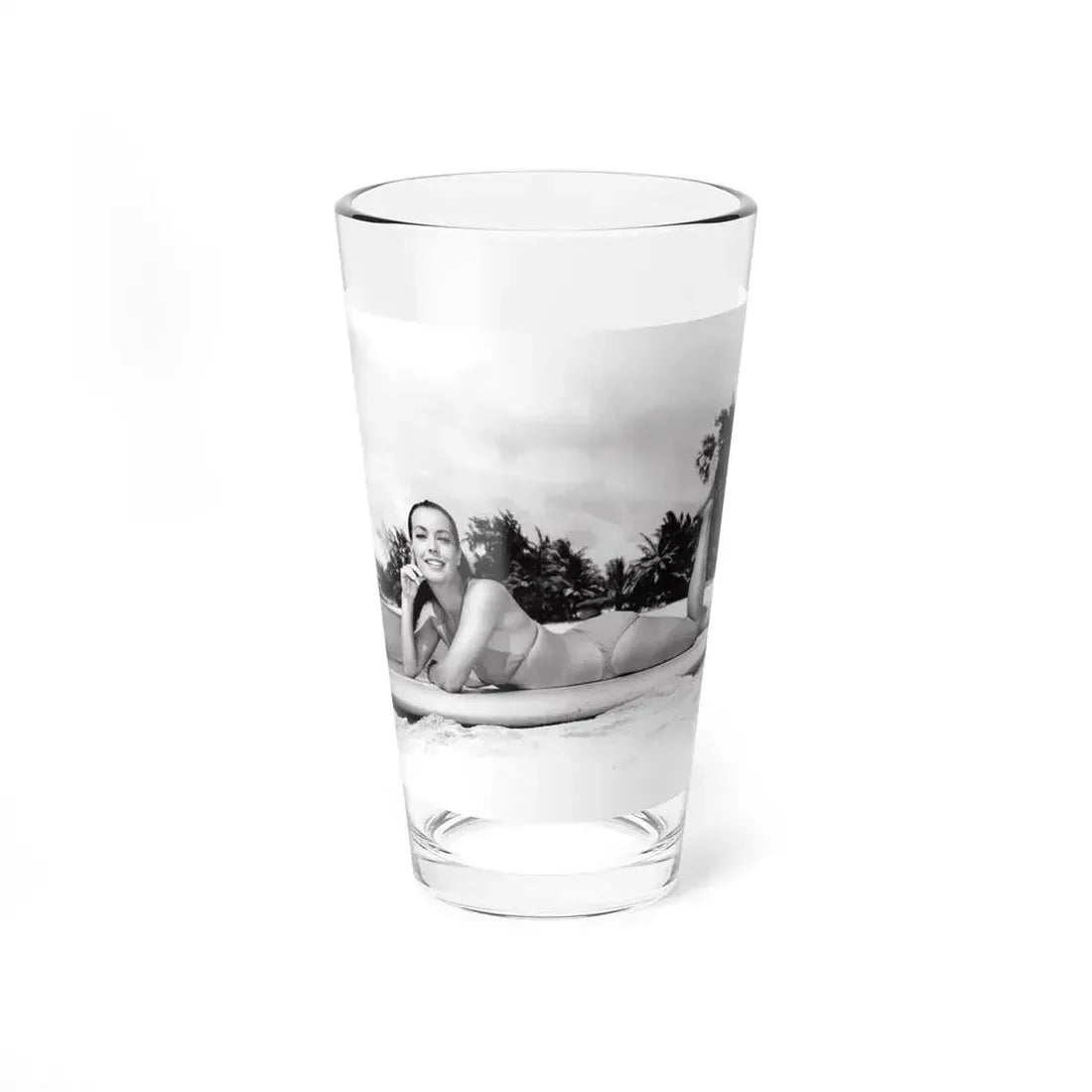 Susan Hart #18 - 8x10 B&W Cheesecake 2-Piece Swimsuit ''Ride The Wild Surf'' '64 Movie Promo Photo (Vintage Female Icon) Pint Glass 16oz 16oz - Go Mug Yourself