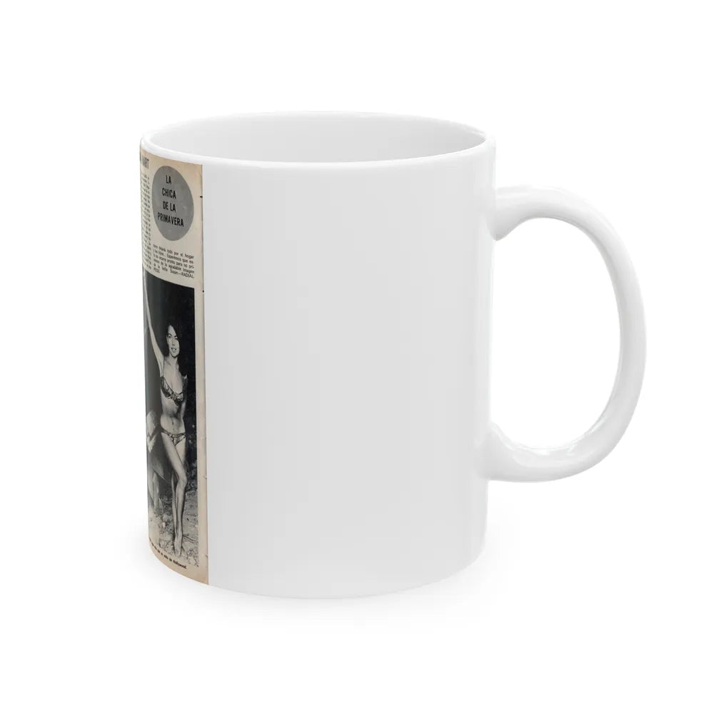 Susan Hart #50 - Vintage 8x10 B&W Foreign Magazine with 3 Full Body 2-Piece Swimsuit Photos & Article (Vintage Female Icon) White Coffee Mug-Go Mug Yourself