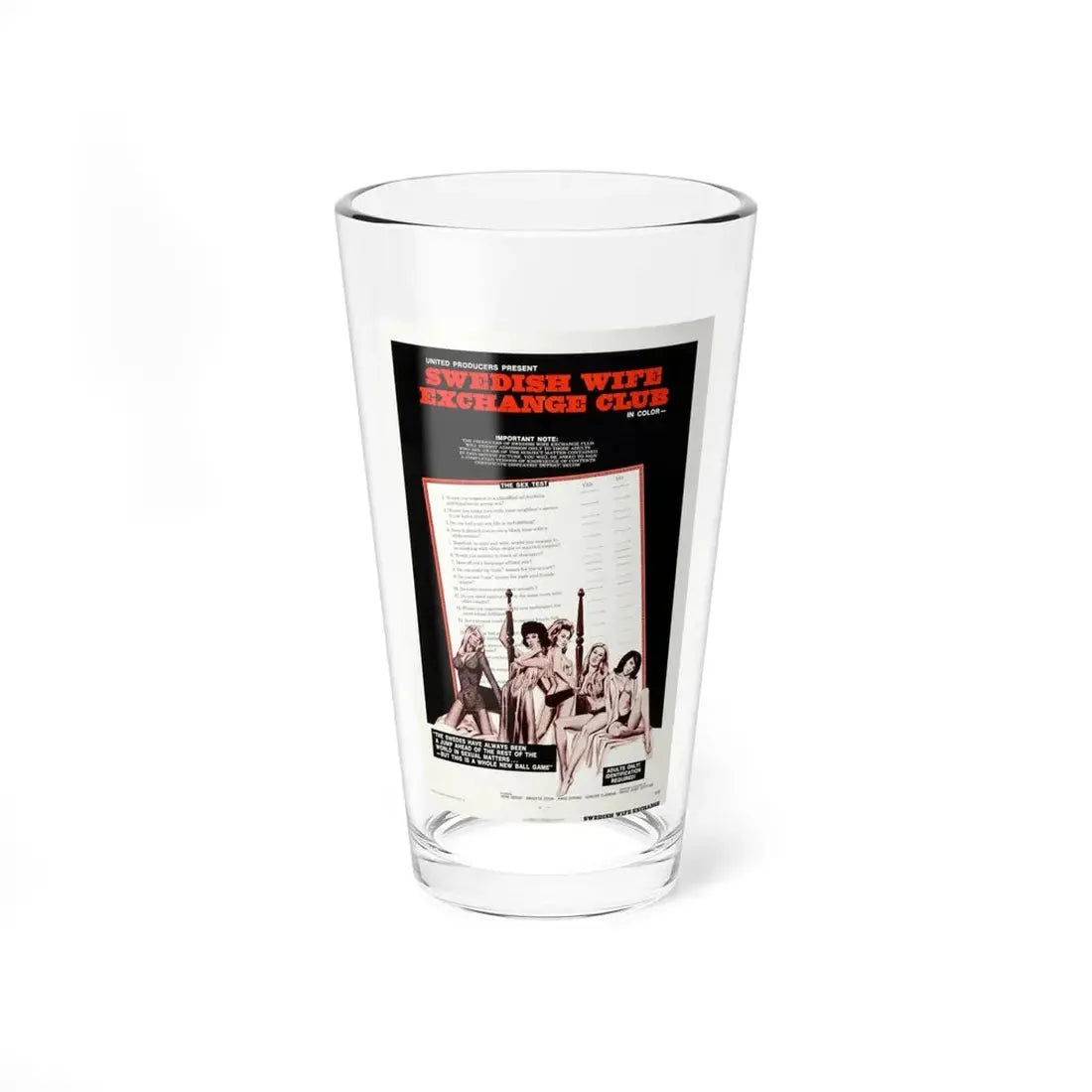 SWEDISH WIFE EXCHANGE CLUB 1969 Movie Poster - Pint Glass 16oz 16oz - Go Mug Yourself