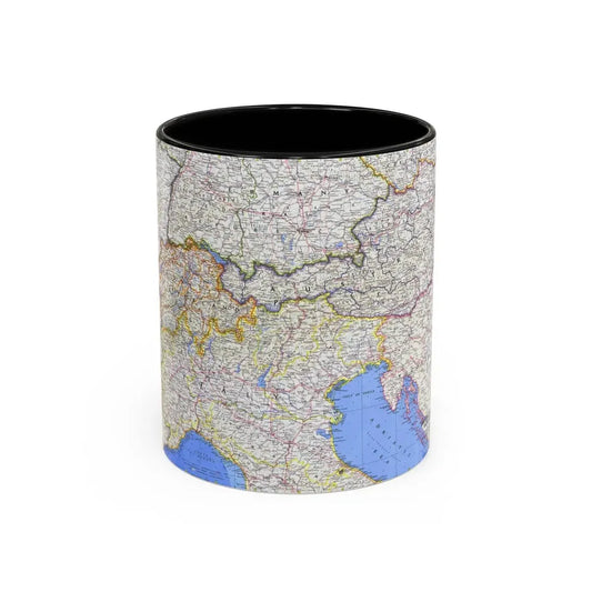 Switzerland, Austria, and Northern Italy (1965) (Map) Accent Coffee Mug 11oz Black - Go Mug Yourself