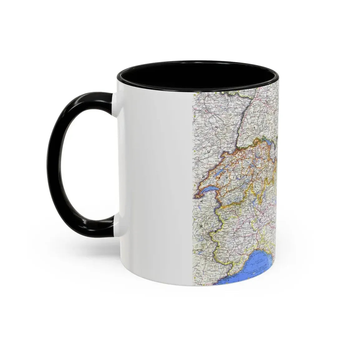 Switzerland, Austria, and Northern Italy (1965) (Map) Accent Coffee Mug - Go Mug Yourself