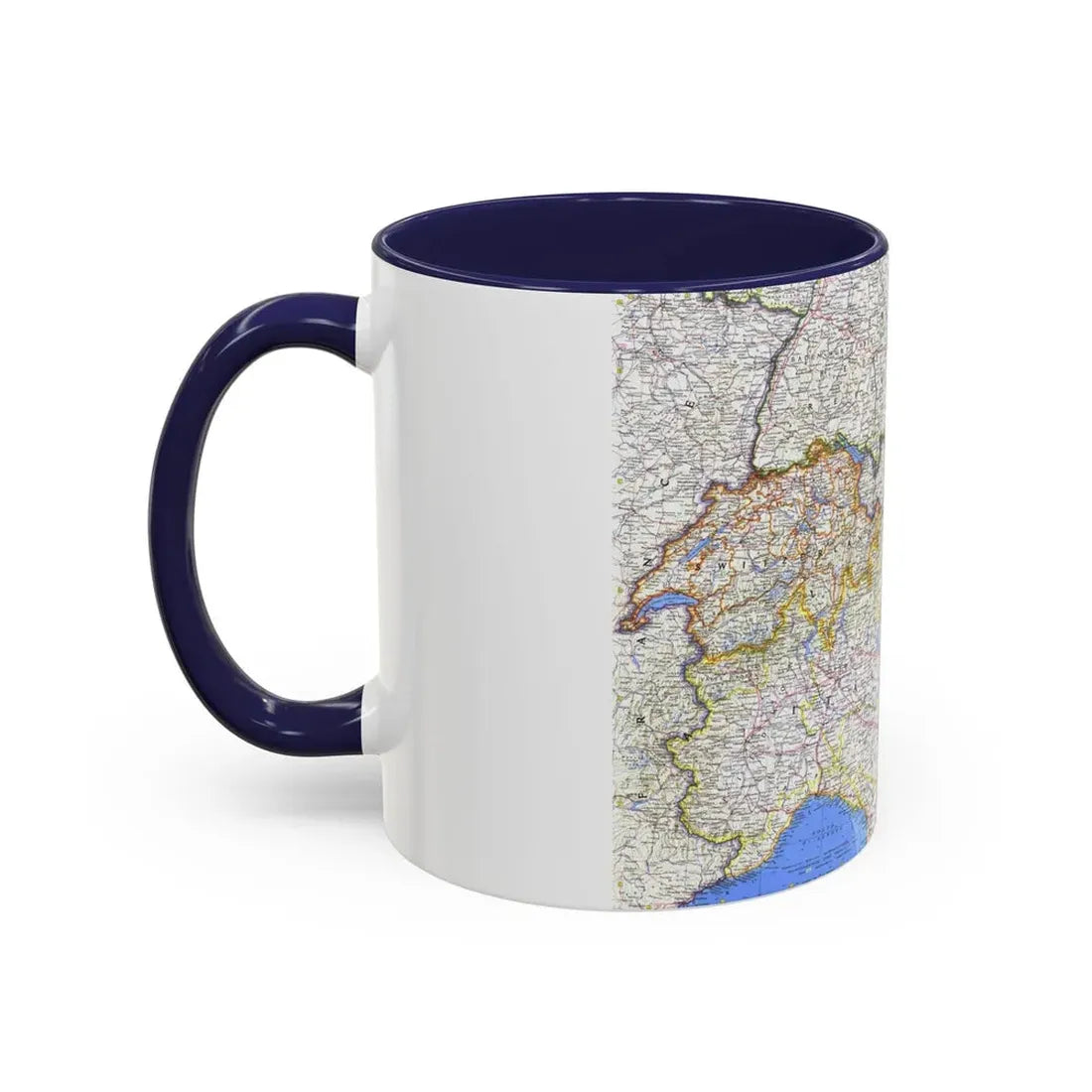 Switzerland, Austria, and Northern Italy (1965) (Map) Accent Coffee Mug - Go Mug Yourself