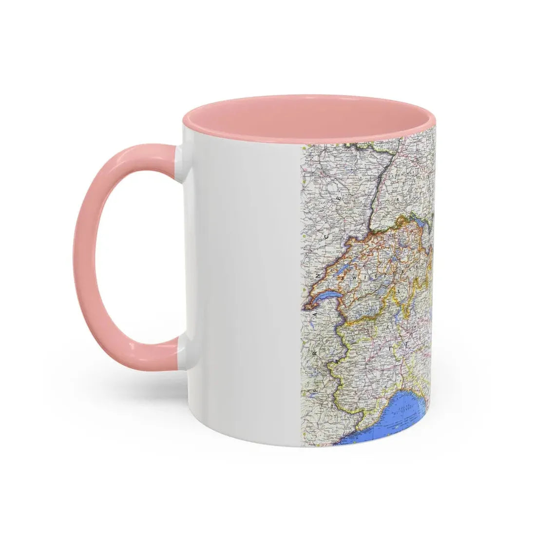 Switzerland, Austria, and Northern Italy (1965) (Map) Accent Coffee Mug - Go Mug Yourself