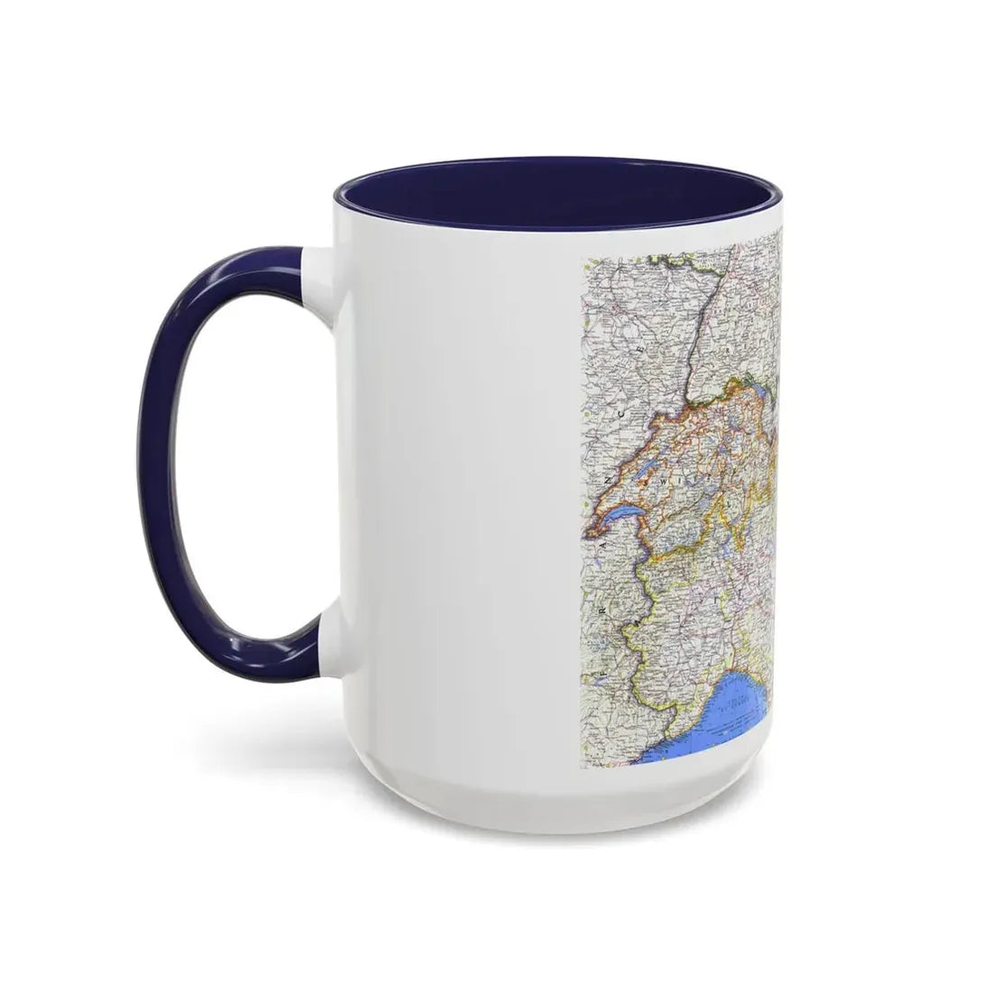 Switzerland, Austria, and Northern Italy (1965) (Map) Accent Coffee Mug - Go Mug Yourself
