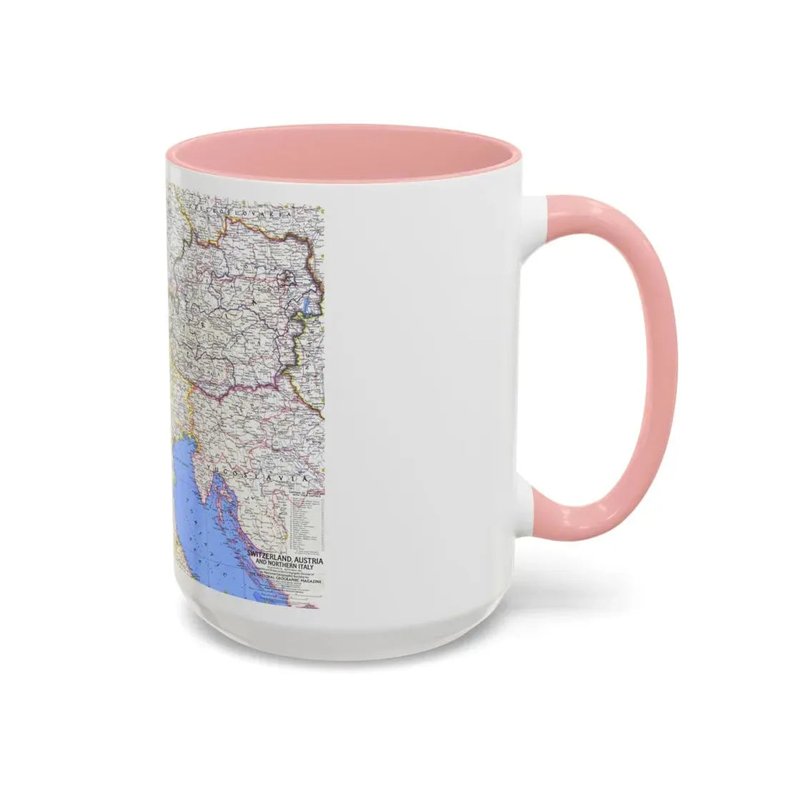 Switzerland, Austria, and Northern Italy (1965) (Map) Accent Coffee Mug - Go Mug Yourself
