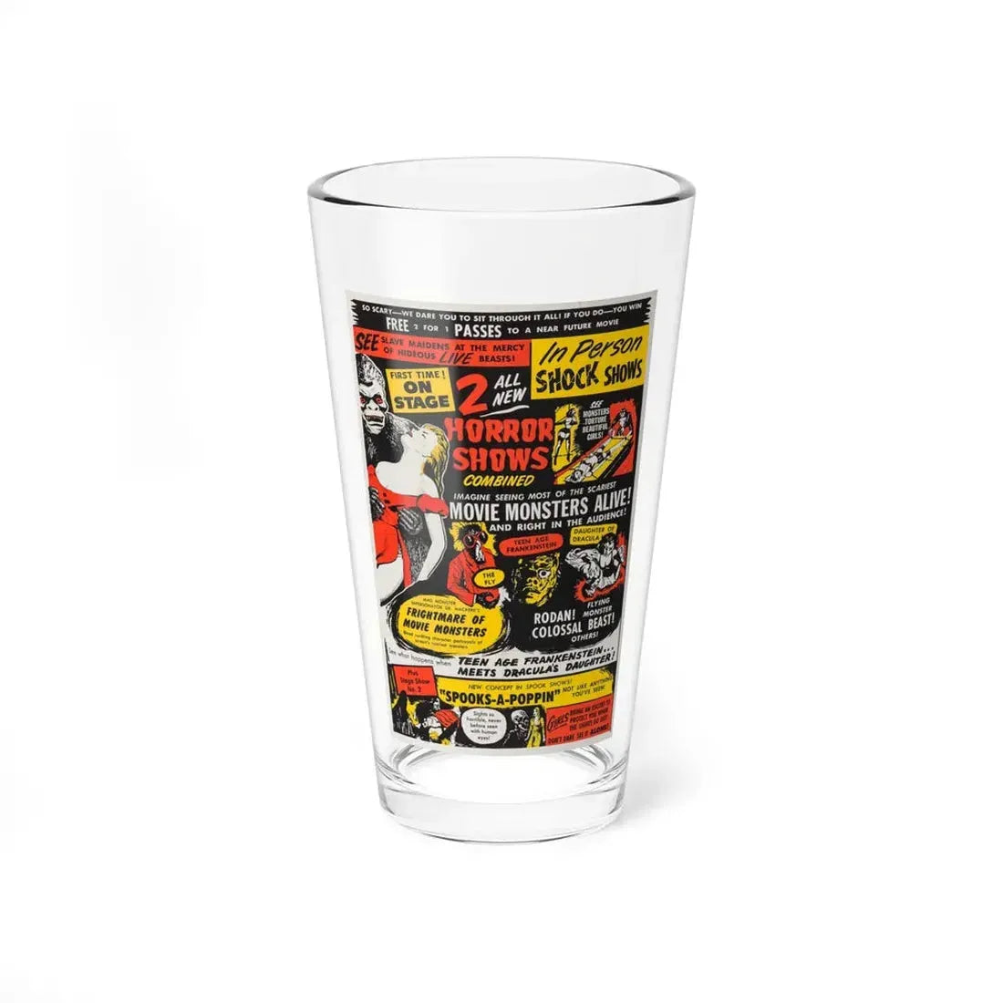 TEENAGE FRANKENSTEIN + DRACULAS DAUGHTER 1936 Movie Poster - Pint Glass 16oz 16oz - Go Mug Yourself