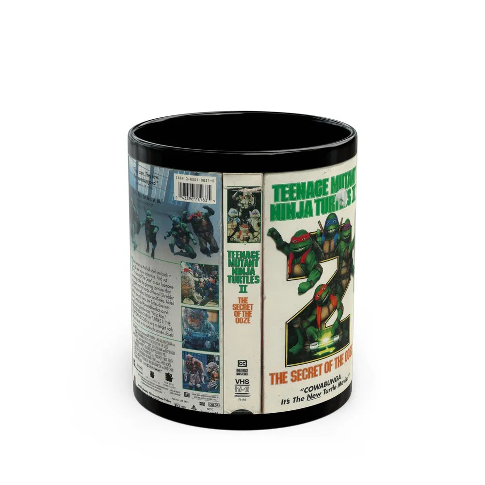 TEENAGE MUTANT NINJA TURTLES 2 THE SECRET OF THE OOZE (VHS COVER) - Black Coffee Mug-11oz-Go Mug Yourself